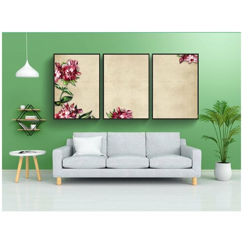 фото Набор модулных постеров для интерьера "винтаж, цветок, расположение" 60x90 см. в тубусе, без рамки lotsprints