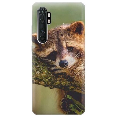 фото Ультратонкий силиконовый чехол-накладка для xiaomi mi note 10 lite с принтом "задумчивый енот" gosso