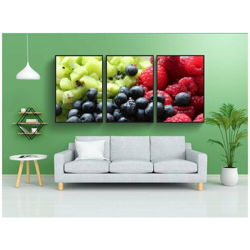 фото Набор модулных постеров для интерьера "фрукты, малина, голубика" 60x90 см. в тубусе, без рамки lotsprints