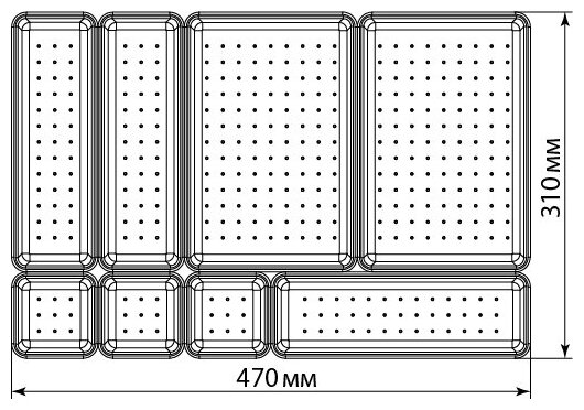 Органайзер / набор лотков для столовых приборов, косметики 460x310x50 мм IDEA, Белый