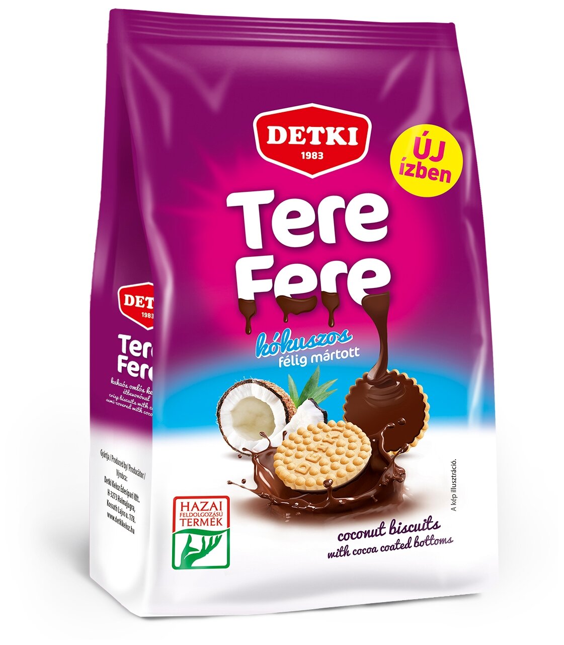 Хрустящее кокосовое бисквитное печенье DETKI TERE-FERE наполовину покрытое шоколадом 150г