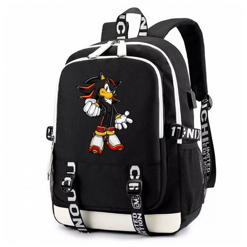 Рюкзак Ёж Шэдоу (Sonic) черный с USB-портом №6 рюкзак ёж шэдоу sonic голубой 6