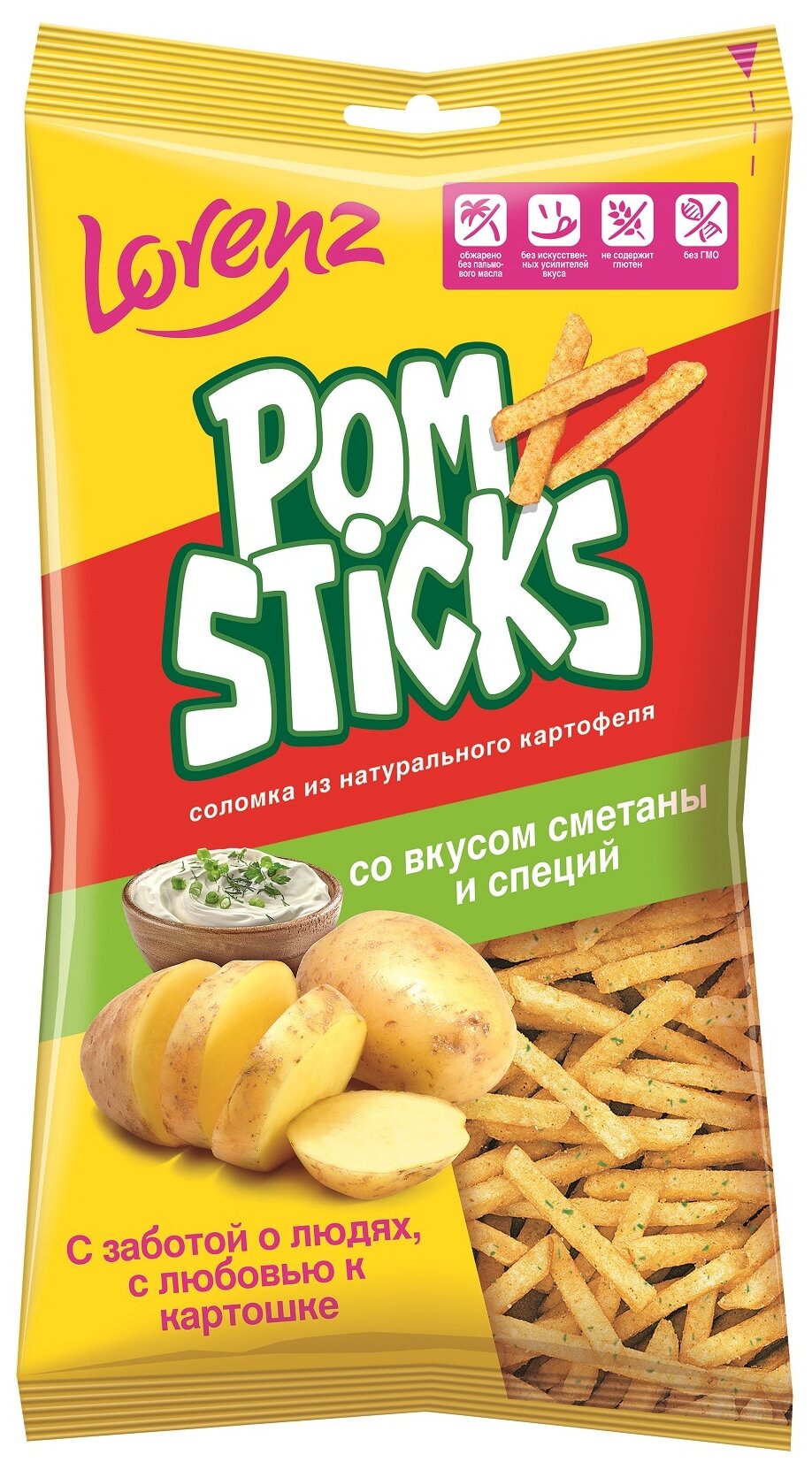 Картофельные чипсы соломкой «Pomsticks» со вкусом сметаны и специй, 100г