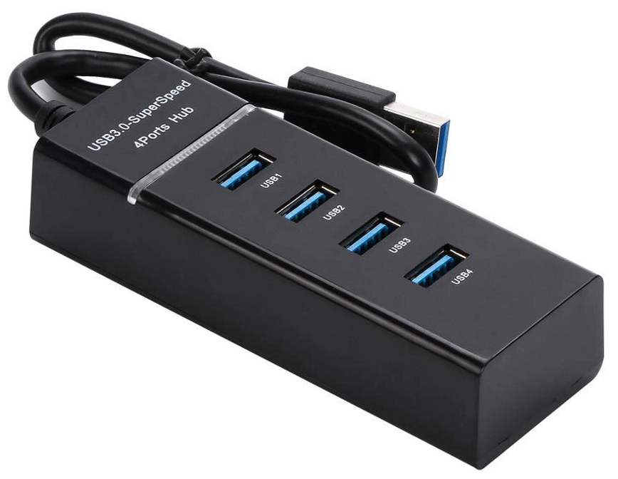 USB-концентратор MRM-POWER (разветвитель HUB) на 4 порта USB 3.0 с LED-подсветкой, черный