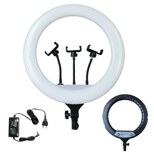 Кольцевая лампа YQ-460A диаметр 45 см пульт с три держателя для смартфона со штативом 210 см сенсорные кнопки 459900₽