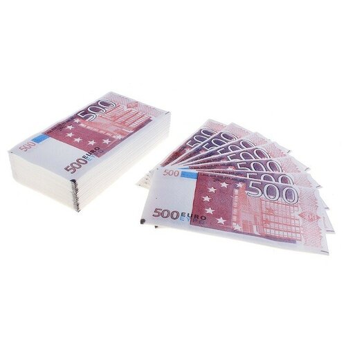 Сувенирные салфетки 500 евро, 2-х слойные, 25 листов, 33х33 см салфетки пачка денег 200 евро 2 шт