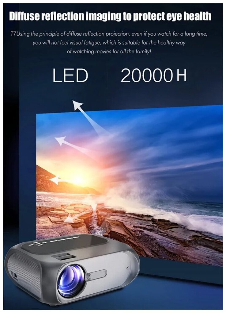 Светодиодный проектор T7A Full HD 1080P 4000 лм портативный проектор