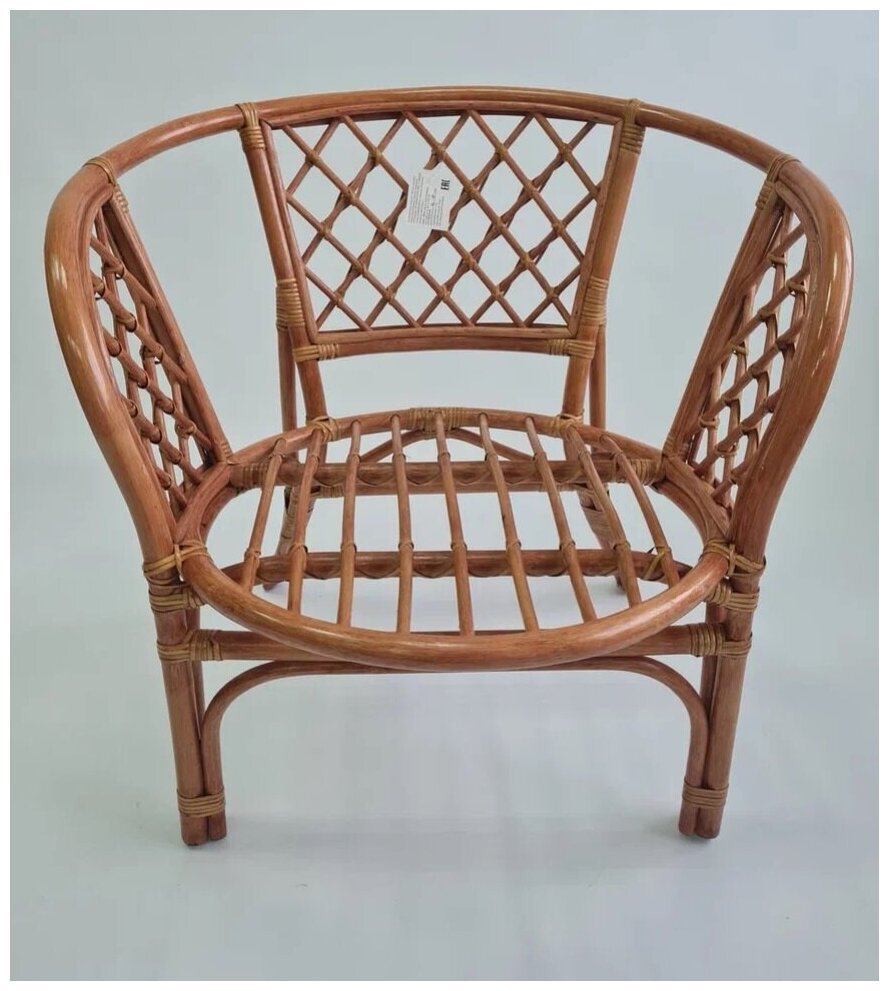 Кресло из натурального ротанга с кофейной подушкой Багама, цвет миндаль - фотография № 6