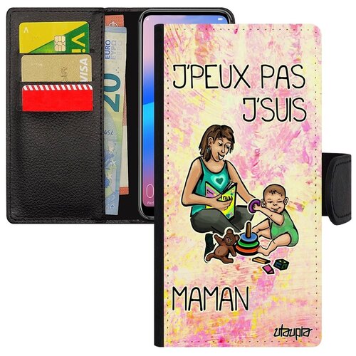 фото Противоударный чехол-книжка на телефон // samsung galaxy a50 // "не могу - стала мамой!" шутка рисунок, utaupia, светло-розовый