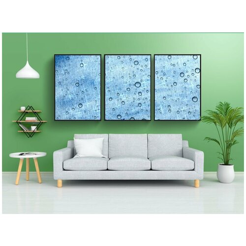 фото Набор модулных постеров для интерьера "капли воды, капли, вода" 60x90 см. в тубусе, без рамки lotsprints