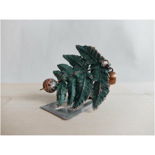 фото Подвеска папоротник, кулон из меди на шею, авторская бижутерия lefa