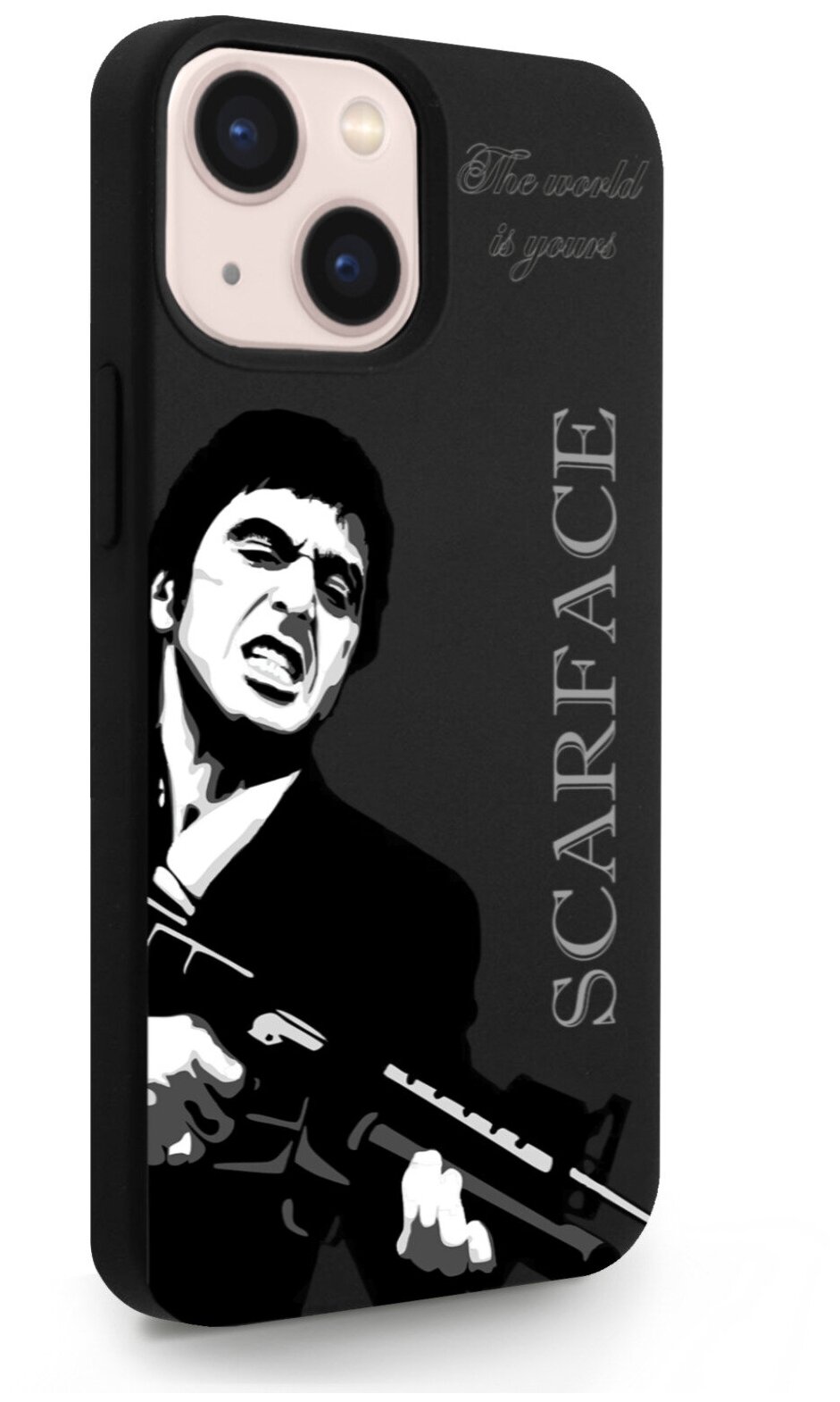 Черный силиконовый чехол MustHaveCase для iPhone 13 Mini Scarface Tony Montana/ Лицо со шрамом для Айфон 13 Мини Противоударный