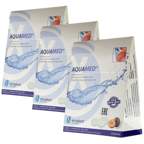Леденцы против сухости во рту Miradent Aquamed (маракуйя) (3 упаковки)