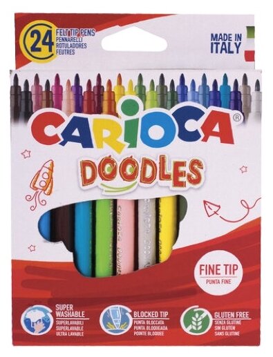 Carioca Набор фломастеров Doodles, 42315, разноцветный, 24 шт.