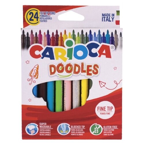 фото Фломастеры carioca (италия) "doodles", 24 цвета, суперсмываемые, 42315