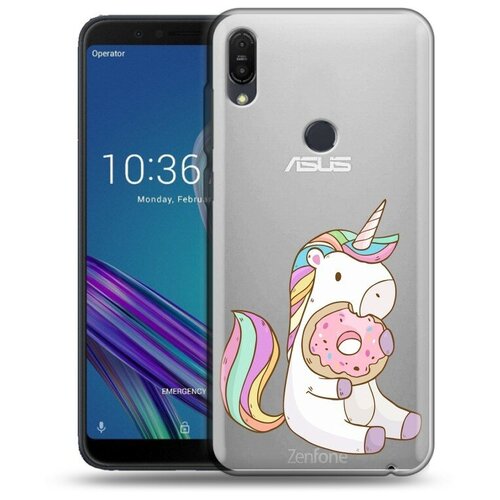 фото Полупрозрачный дизайнерский силиконовый чехол для asus zenfone max pro m1 прозрачные лошади и единороги 100gadgets