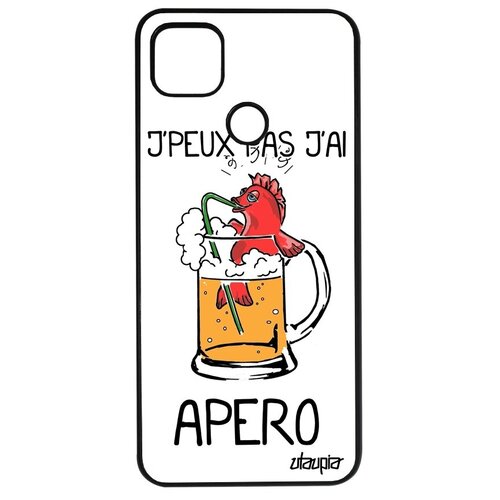 фото Стильный чехол для мобильного // xiaomi redmi 9c // "не могу - у меня аперитив!" рисунок шутка, utaupia, белый