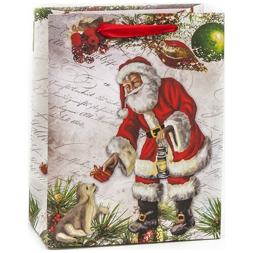 фото Пакет подарочный, дед мороз, подарок для друга, с блестками, 23*18*10 см, 1 шт. дон баллон