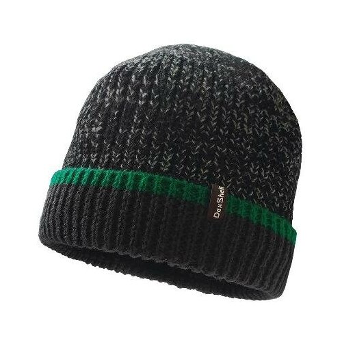 Шапка водонепроницаемая DEXSHELL Cuffed Beanie, DH353GRN черная с зеленой полоской, размер S/M