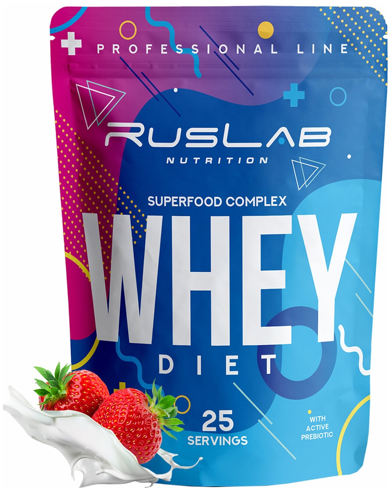 Протеин RusLabNutrition Whey Diet superfood complex (800 гр),клубника со сливками RusLabNutrition 91 .