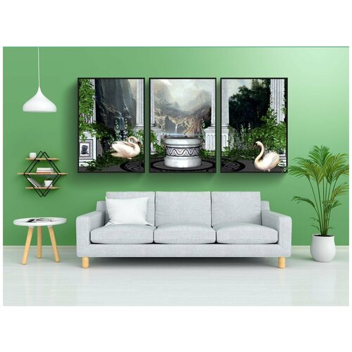 фото Набор модулных постеров для интерьера "пейзаж, сказка, лес" 60x90 см. в тубусе, без рамки lotsprints