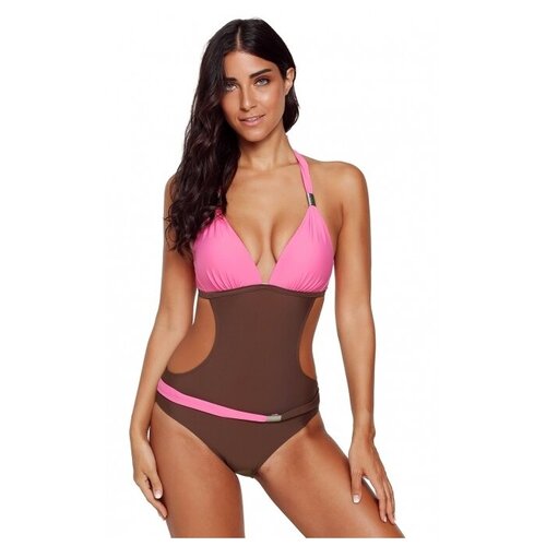 фото Купальник слитный vitoricci, размер 42, коричневый-розовый