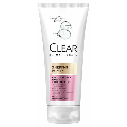 Маска-кондиционер Clear Derma therapy уплотняющая Энергия роста, 200 мл