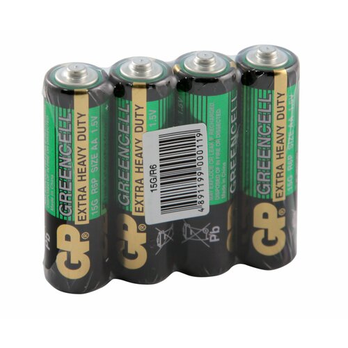 батарейка gp 15g greencell aa 4 шт gp 15g os4 Батарейки солевые GP 15G/R6 Greencell AA R6 1,5В 40шт