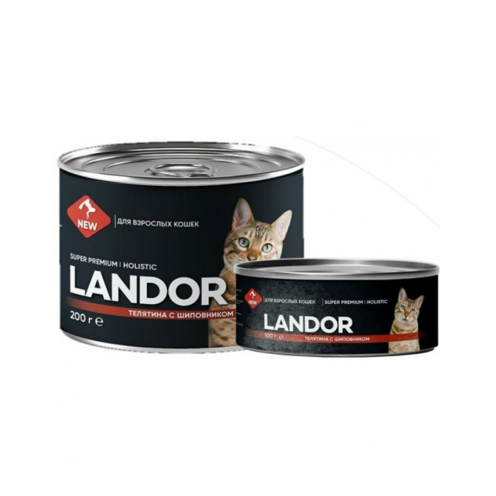 Landor Cat: Консервы, телятина с шиповником, для кошек, 100 гр. - фотография № 4