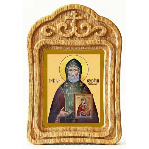 Преподобный Феодосий Тотемский (Суморин), икона в резной деревянной рамке