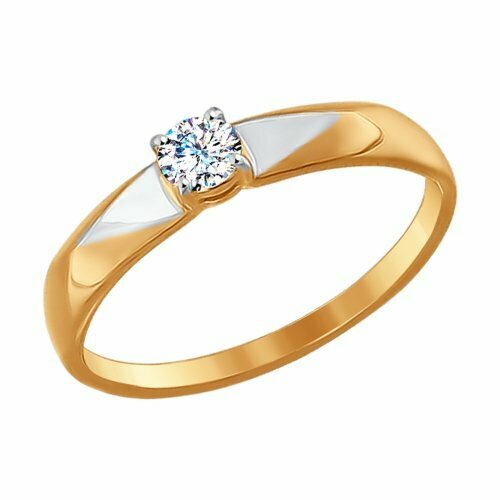 Кольцо Яхонт, золото, 585 проба, фианит, размер 16, бесцветный кольцо sanis комбинированное золото 585 проба фианит размер 16