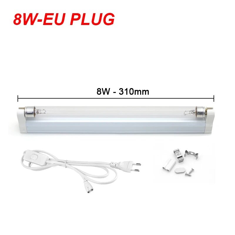 Бактерицидная лампа YNL T5 6Вт/8Вт, 8W With EU Plug, 220V, Белый