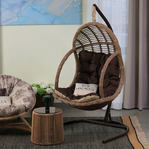 Изображение товара Подвесное кресло Лучиано, Кресло-кокон, Мебель для сада и дачи MALACCA балийское дерево с подушкой
