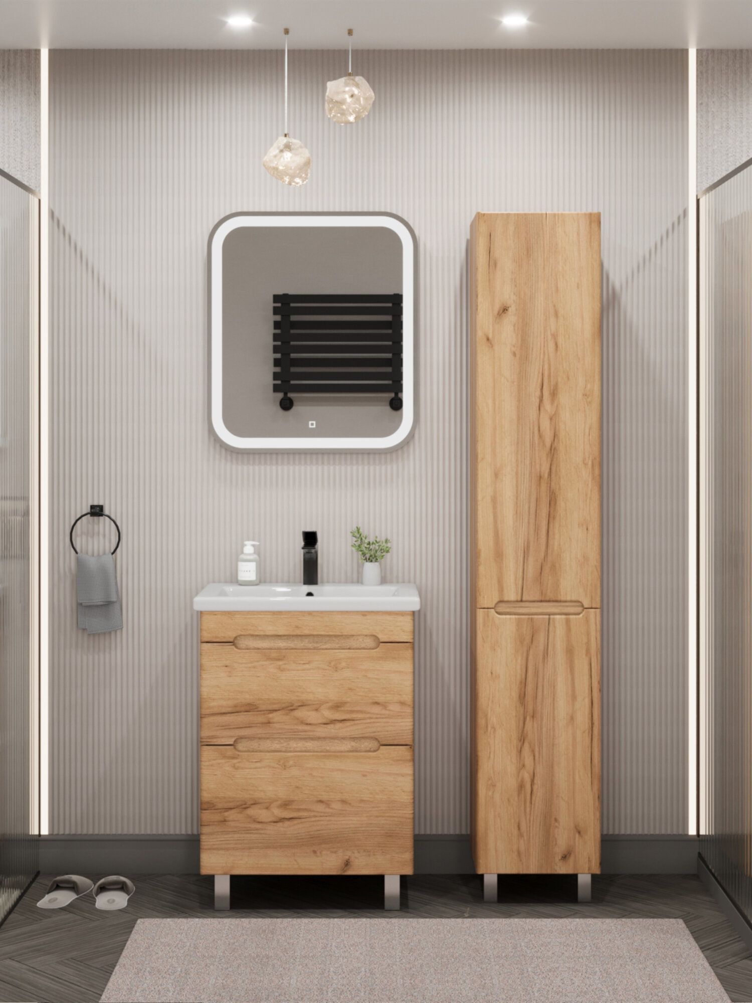 Шкаф-пенал напольно/подвесной SanStar Diva для ванной комнаты Gold Craft