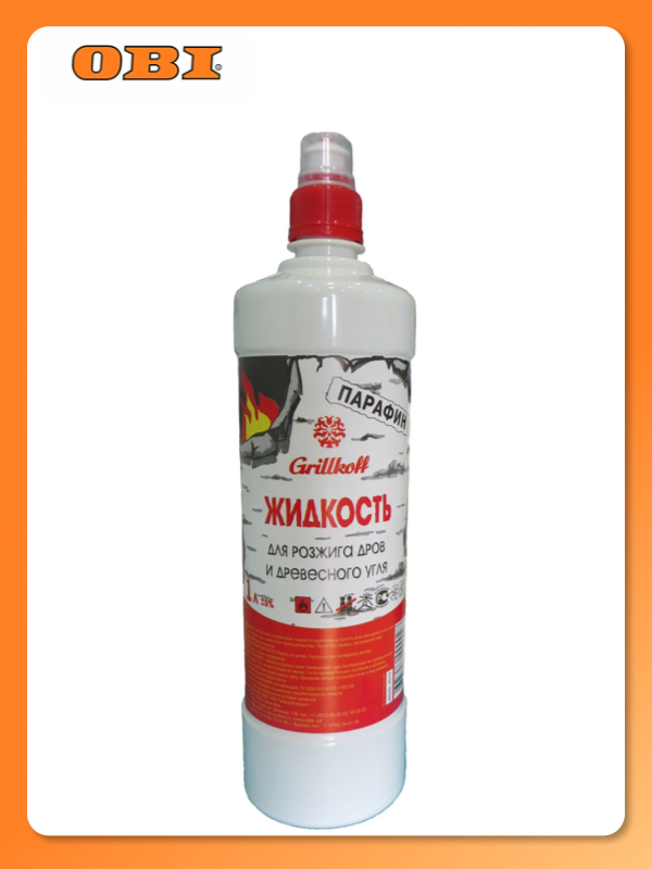 Жидкость для розжига Grillkoff 1л прозрачная бесцветная без резкого запаха
