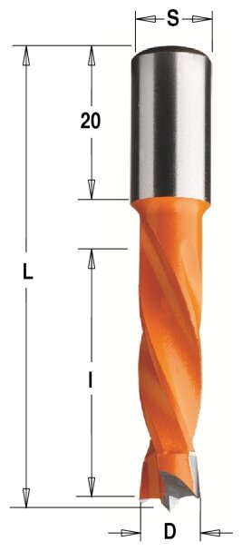 Сверло присадочное глухое 10x30x57,5 Z=2+2 S=10x20 RH CMT 308.100.11