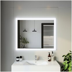 Зеркало для ванной Вега/Мальта 100 с подсветкой и часами, включение на взмах руки