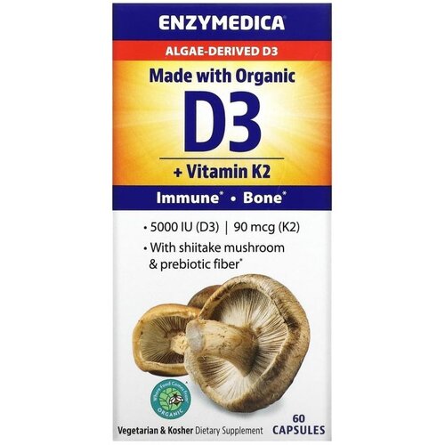 Капсулы Enzymedica Organic D3 + Vitamin K2, 80 г, 60 шт.
