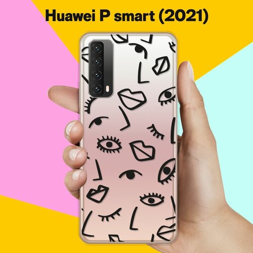 Силиконовый чехол Глаза и губы на Huawei P Smart 2021 силиконовый чехол глаза и губы на huawei y5p