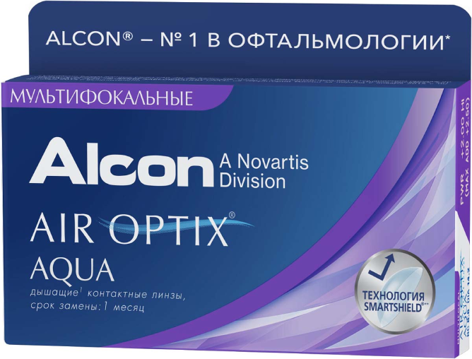 Контактные линзы Alcon, AIR OPTIX plus HydraGlyde Multifocal, Ежемесячные, +4,00/ 14,2/ 8,6 / Lo / 3 шт.