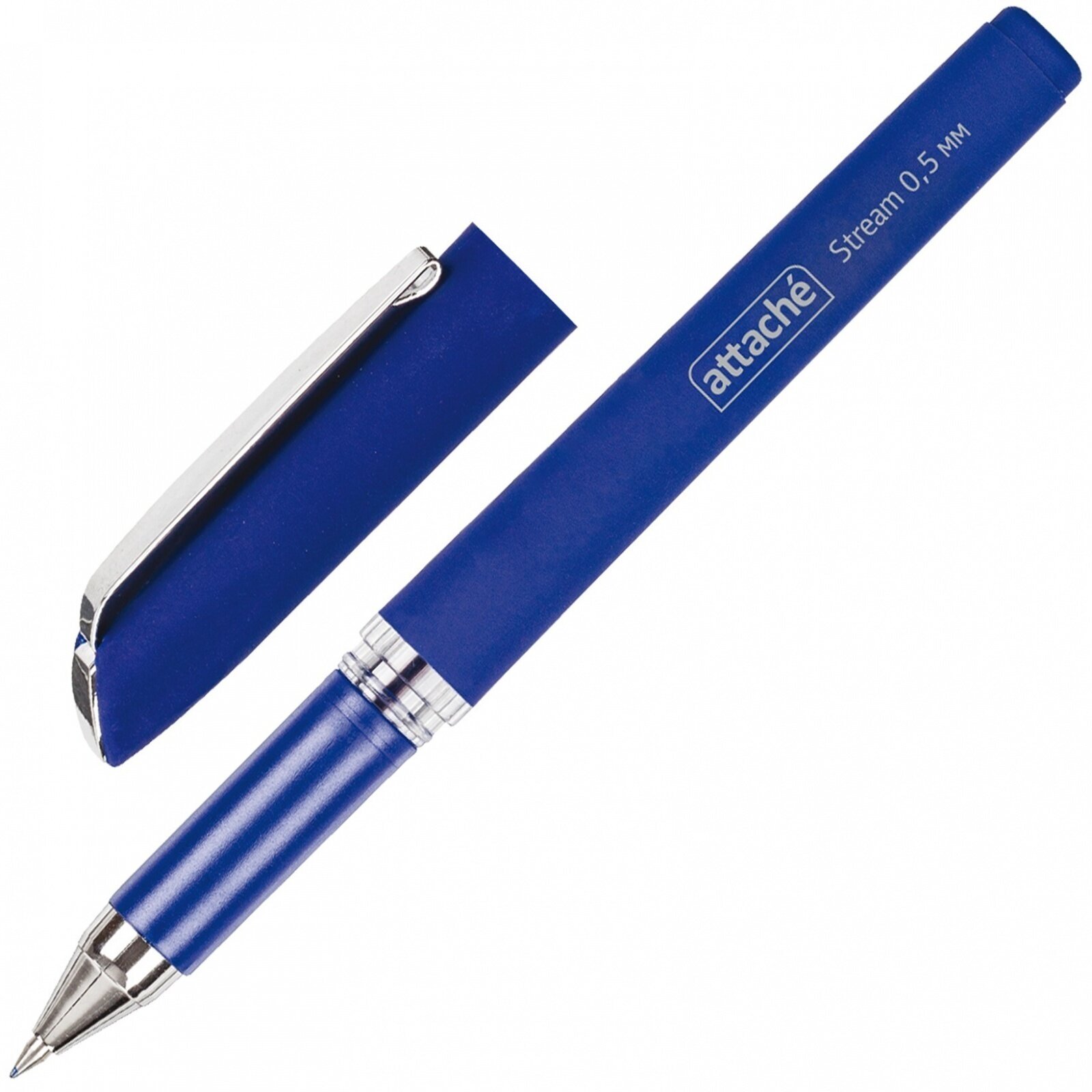 Ручка гелевая Attache Stream, синий, 0,5 мм, нубук, корпус, металлический клип