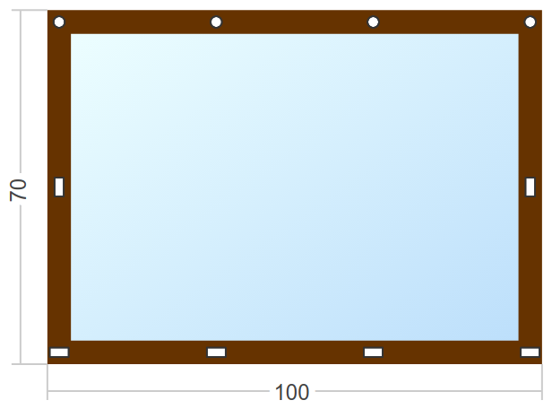 Мягкое окно Софтокна 100х70 см съемное, Скоба-ремешок, Прозрачная пленка 0,7мм, Коричневая окантовка, Комплект для установки - фотография № 3
