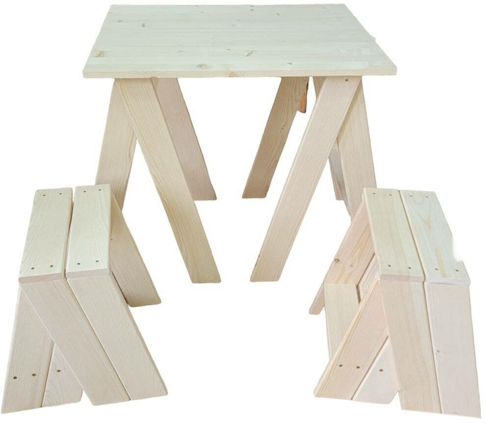 Комплект домашней мебели из массива хвои : стол + 4 табурета - фотография № 1