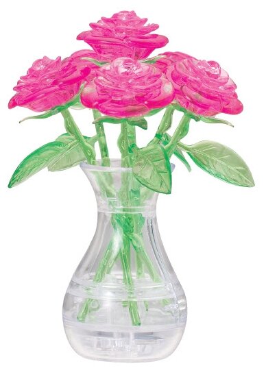 Головоломка 3D Crystal Puzzle Букет в вазе Розовый цвет: розовый - фото №1