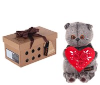 Мягкая игрушка Basik&Co Кот Басик с красным сердечком 22 см