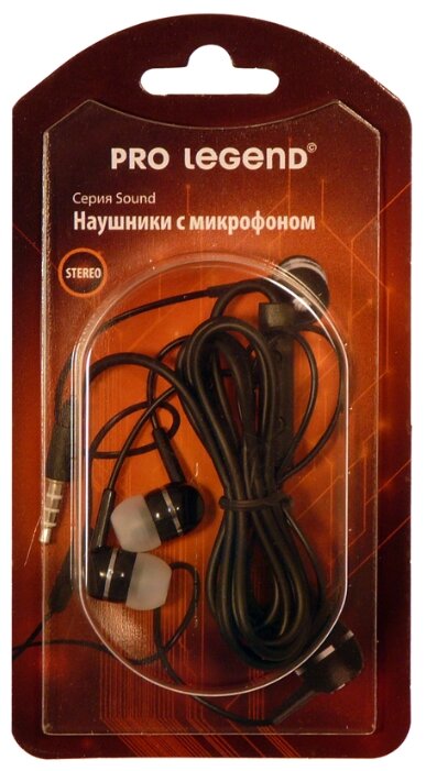 Pro Legend Наушники-вкладыши проводные с микрофоном Pro Legend Sound PL5022 Черный