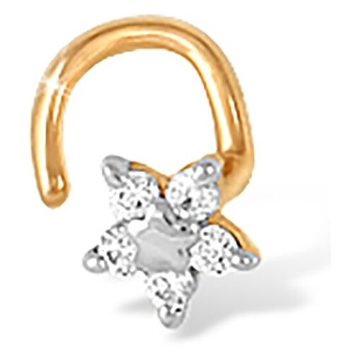 Пирсинг в нос The Jeweller, красное золото, 585 проба, фианит