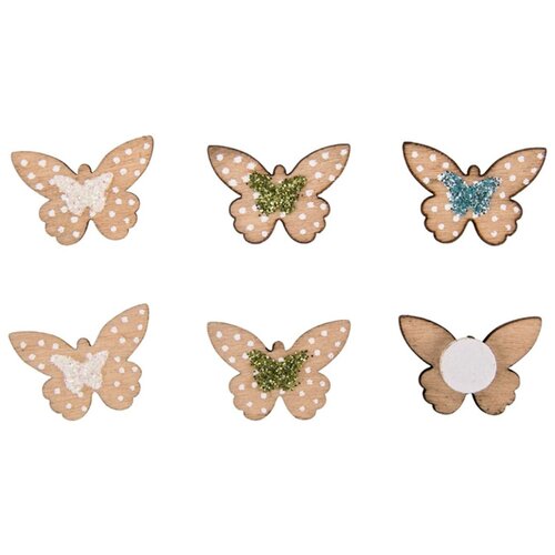 декоративные бабочки 6 х 5 см rayher 85478999 Набор декоративных элементов Маленькие бабочки 2,5 х 1,4 см натуральное дерево RAYHER 46474000