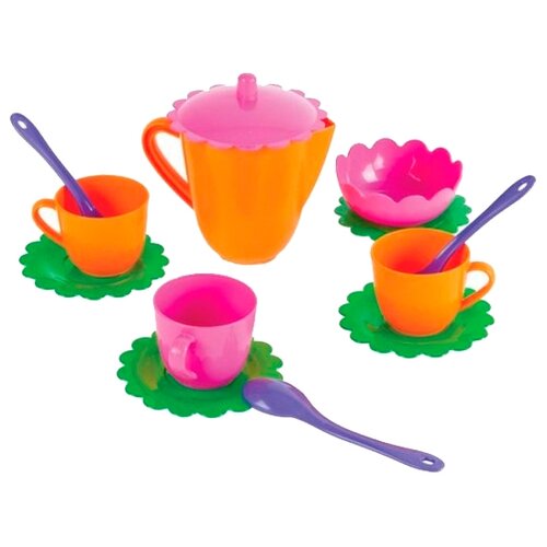 фото Набор посуды Mary Poppins Цветок 39326 оранжевый/зеленый/розовый