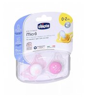 Пустышка силиконовая ортодонтическая Chicco Physio Micro 0-2 м (2 шт.) голубой/динозавр